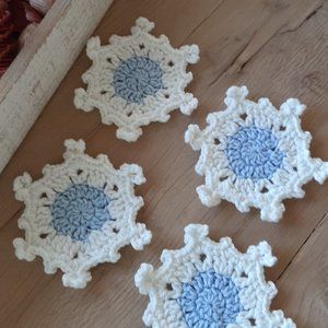 snowflake crochet coasters set of 4